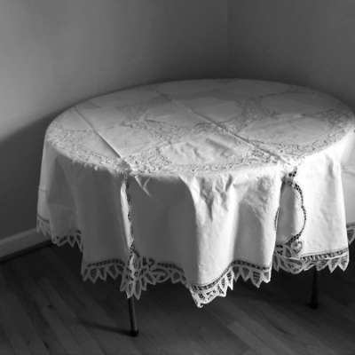 Round White Cotton Tablecloth