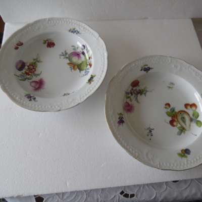 Antique Meissen Floral Soup Plates